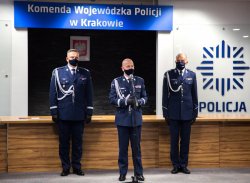 komendant wojewódzki policji, komendant główny policji i zastępca komendanta głównego podczas uroczystości 7