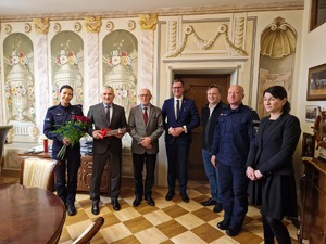 Pożegnanie insp. Roberta Strzeleckiego w Starostwie Powiatowym w Wieliczce