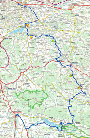 mapa - trasa II etapu Wieliczka-Nowy Targ